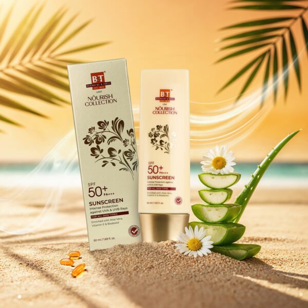 B&T Nourish Collection SPF 50 Sunscreen with Aloe Vera Vitamin E and Bisabolol by Schwabe India